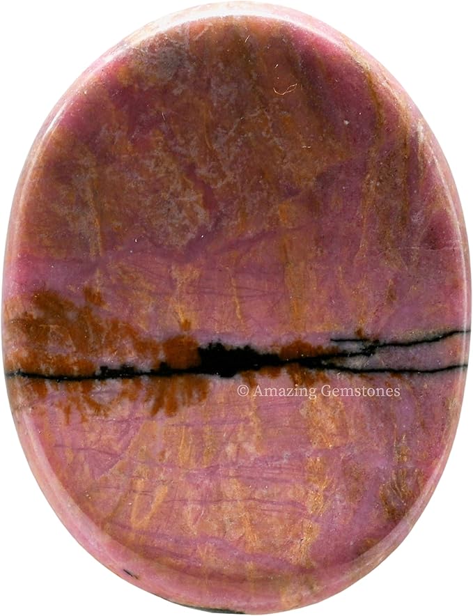 Amazing Gemstone Rhodonite Worry Stone - Pink Crystal for Stress Relief & Meditation