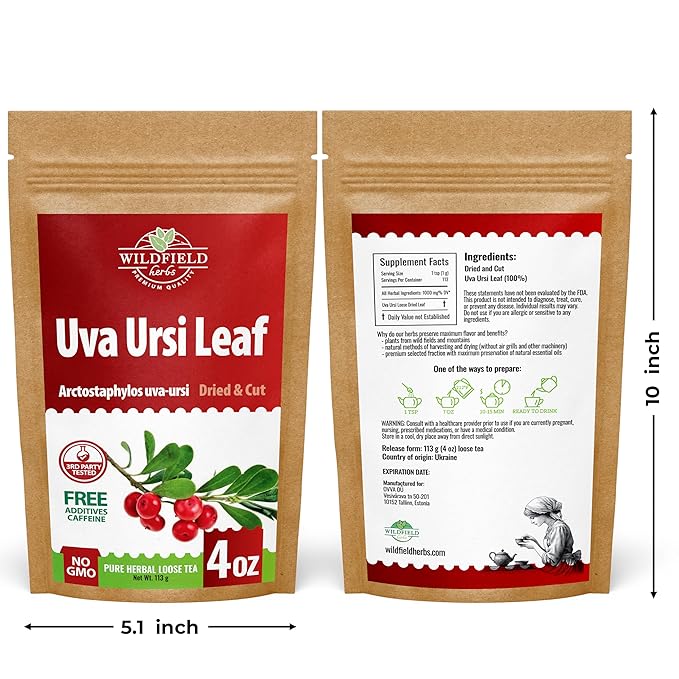 4 oz. Uva Ursi Leaf Uva Ursi Tea Herbal (Arctostaphylos Uva-Ursi) - 113g Uva-Ursi Herb Tea Arctostaphylos Uva-Ursi
