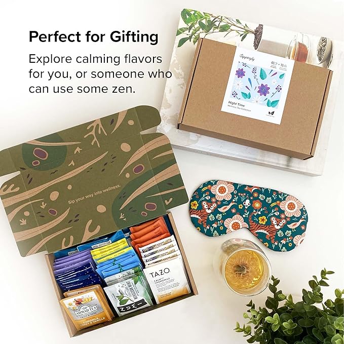 Sippingly Night Time Tea Sampler – 40 Herbal Teas – 10 Flavors from Top Brands – Chamomile, Lavender, Passionflower – Perfect Relaxation & Sleep Support – Ideal Wellness Gift – Kosher, Gluten-Free
