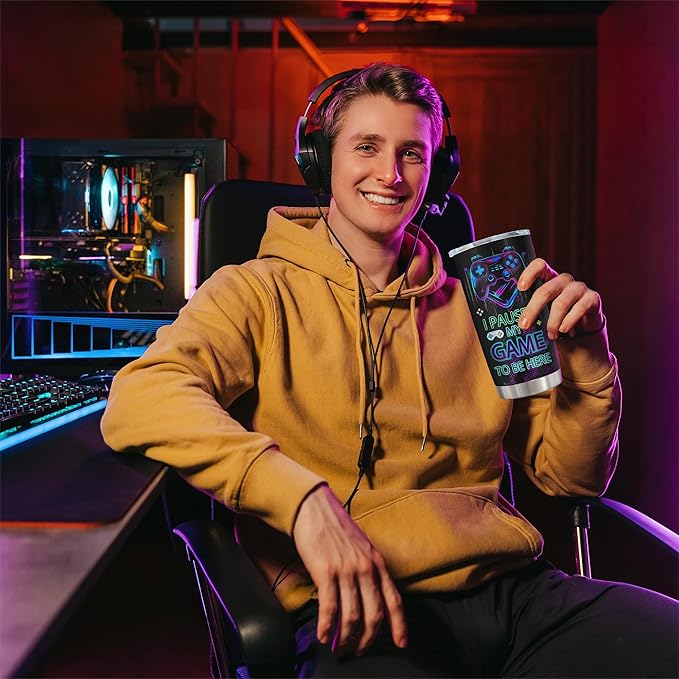 Gamer Gifts, Cool Gifts for Men Teenage Boyfriend Teen Boys Girls, Gaming Mug, Video Game Cup, Birthday Present for Game Lovers Tumbler 20oz 1 PC