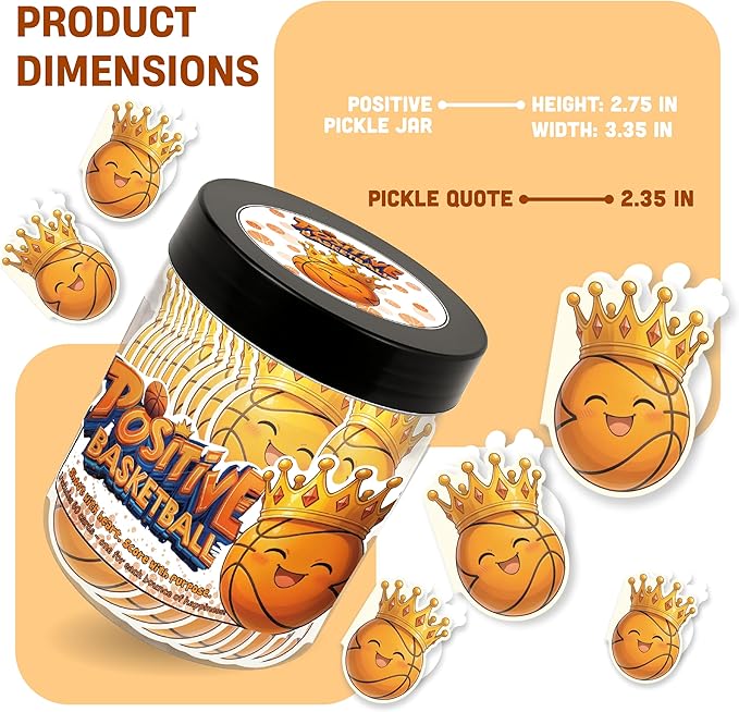 Positive Basketball Jar With 60 Daily Affirmation Cards, Emotional Support Basketball, Basketball Gift For Teen Boys Girls And Men, Coach, Christmas Gifts, Stocking Stuffers For Teen Boys