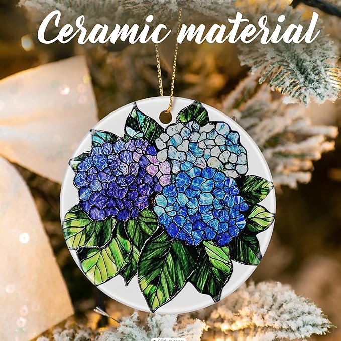Blue Hydrangea Ornaments, Christmas Ornaments: Christmas Tree Decorations, Holiday Decor, Stocking Stuffers, Gift Ideas, Xmas Gift, Garden Gifts & Gifts for Flower Lover