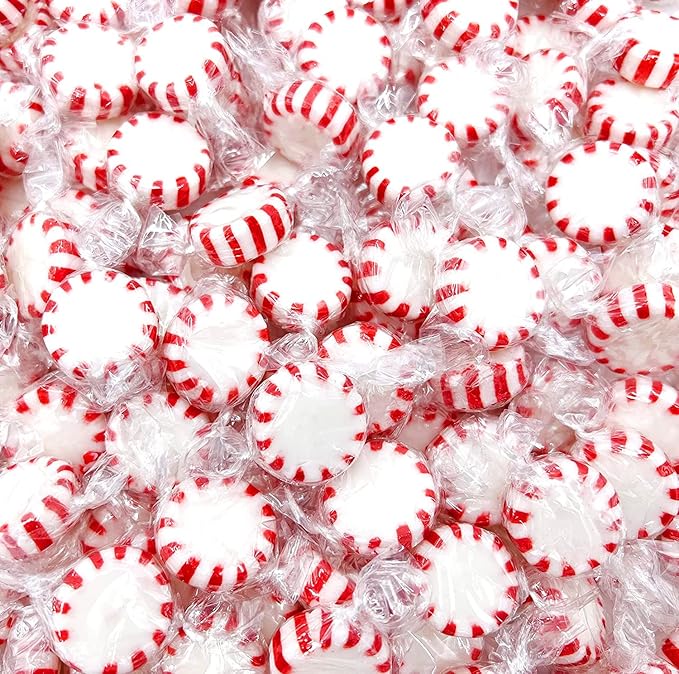 Cambie Peppermint Candy - 2 lbs of Mints Individually Wrapped, Perfect For After Dinner Mints, For Home, Restaurant or Office Candy, Bright Red & White Swirl