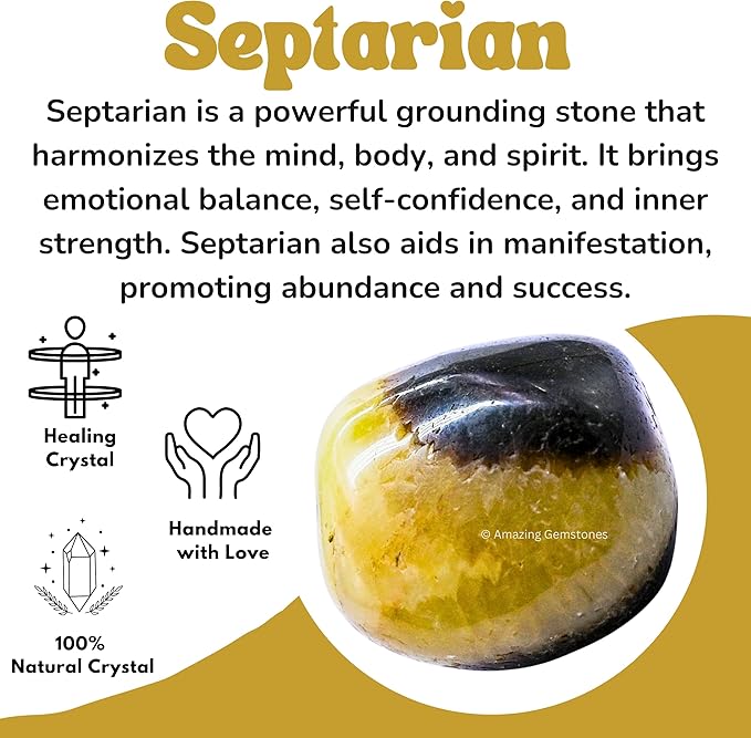 Amazing Gemstone Septarian Crystals and Healing Stones Tumbled - 1000+ Carats Septarian Stone, Natural Healing Stones for Energy Balance, Stress Relief - Premium Polished Gems Rocks for Meditation