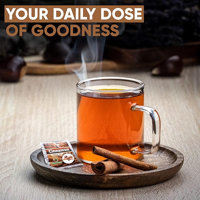 HERBOGANIC Cinnamon Herbal Tea - Digestion Support and Immune Boost | Refreshing and Delicious Blend | Natural Ingredients | 20 Tea Bags