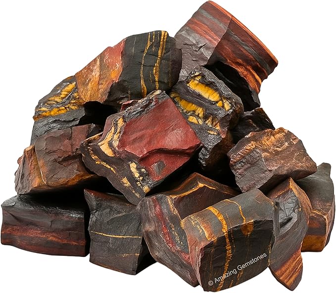 Amazing Gemstone 2 Pieces Iron Tiger Eye Raw Crystals and Healing Stones, Natural Rocks for Tumbling and DIY Raw Stones and Crystals