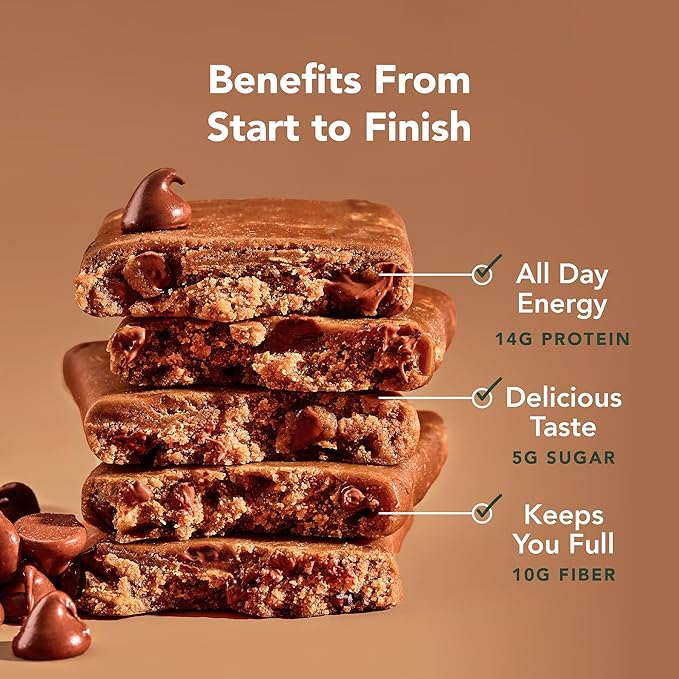 Aloha Organic Plant Based Protein Bars Chocolate Chip Cookie Dough, 1.98 Oz,(Pack of 12)