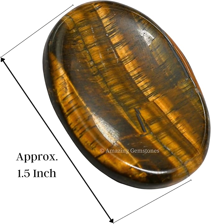 Amazing Gemstone Tiger Eye Worry Stone Crystals and Healing Stones - Worry Stones for Stress Relief Gifts - Piedra Crystal Fidget for Meditation, Relaxation - Unique Stocking Stuffers