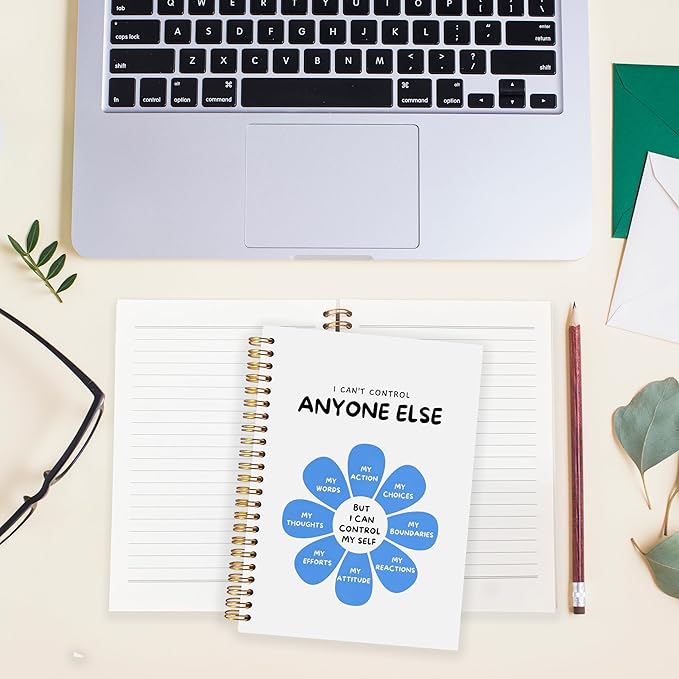 BearCake Notebook Journal, Blue Floral Notebook for Women,Journal for Women, Aesthetic Office Supplies Hardcover Spiral Notebook 5.5x8.3 640