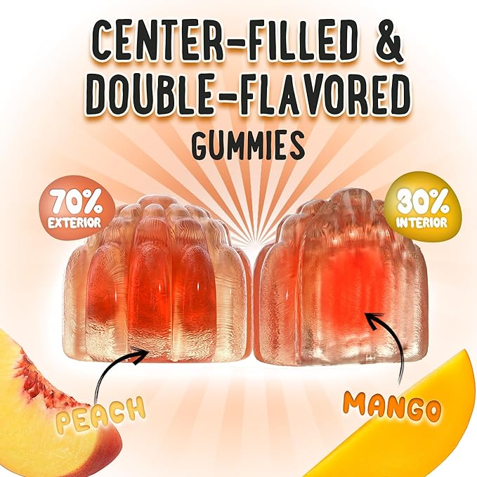 Center-Filled Magnesium Glycinate Gummies 400MG - High Absorption for Kids, Teens & Adults - Supplement for Sleep, Calm & Muscle Relaxation with B6 & D3 - Gluten Free & Vegan Friendly - 120 Count