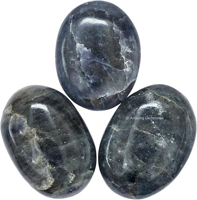 Amazing Gemstone Iolite Crystals and Healing Stones - Large Palm Stone Crystals Piedra - Crystal for Good Luck, Balanced Positive Energy, Meditation - Unique Stocking Stuffers and Gifts for Women, Men