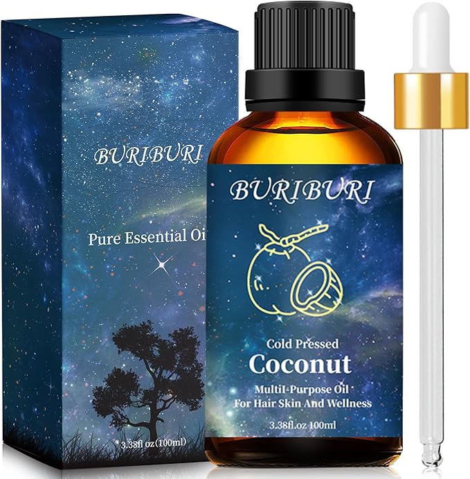 BURIBURI Coconut Essential Oil 100ml Premium Grade Scented Oil Coconut Fragrance Oil Carrier Oil for Diffusers, Massage, Candle Making Soap Making