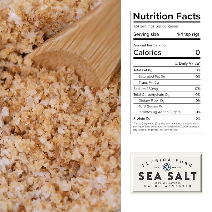 FLORIDA PURE Maple Bacon Sea Salt - Smoky, 80+ Mineral Salt, Natural, Unrefined, Non Iodized - for Baking, Cooking, Seasoning & Enhancing Taste - Flaky Sea Salt (3 oz. Pouch)