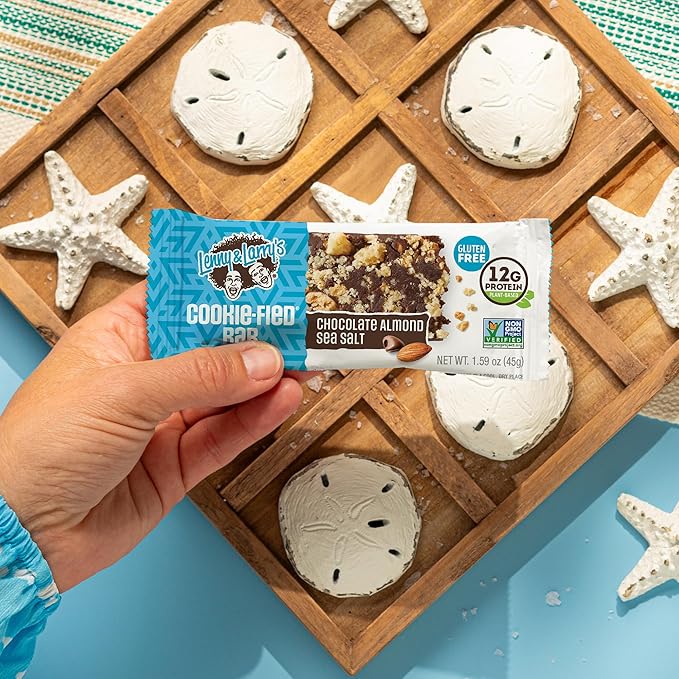 Lenny & Larry's Cookie-fied Protein Bar – Chocolate Almond Sea Salt Vegan Protein Bars 9x45g – Healthy Snacks with 12g Plant Protein & 5g Fiber – Gluten free Power Bar, Keto Friendly, Non-GMO & Vegan
