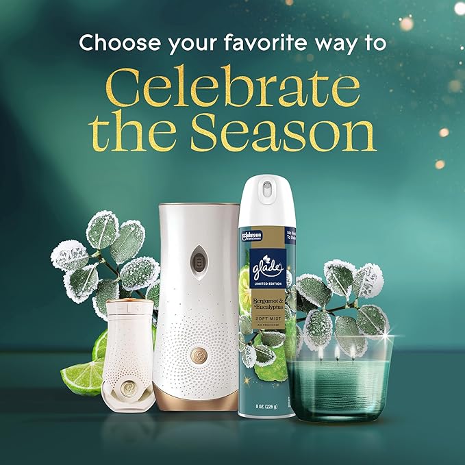 Glade PlugIns Refills Air Freshener, Bergamot & Eucalyptus, Scented and Essential Oils for Home and Bathroom, 0.67 Fl Oz, 5 Count