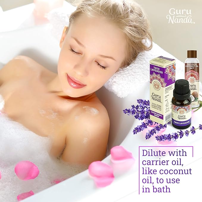 GuruNanda Lavender Essential Oil, 100% Pure, Natural & Undiluted Aromatherapy Oil for Diffusers, Massage & DIY Recipes, Aids Relaxation and Feeling of Calmness (0.5 FL Oz)