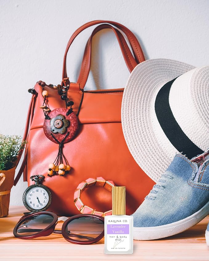 Lavender Vanilla Natural Hair & Body Mist Spray, Pure Essential and Fragrance Oils, Alcohol-Free, Handmade in California, 0.5Fl Oz