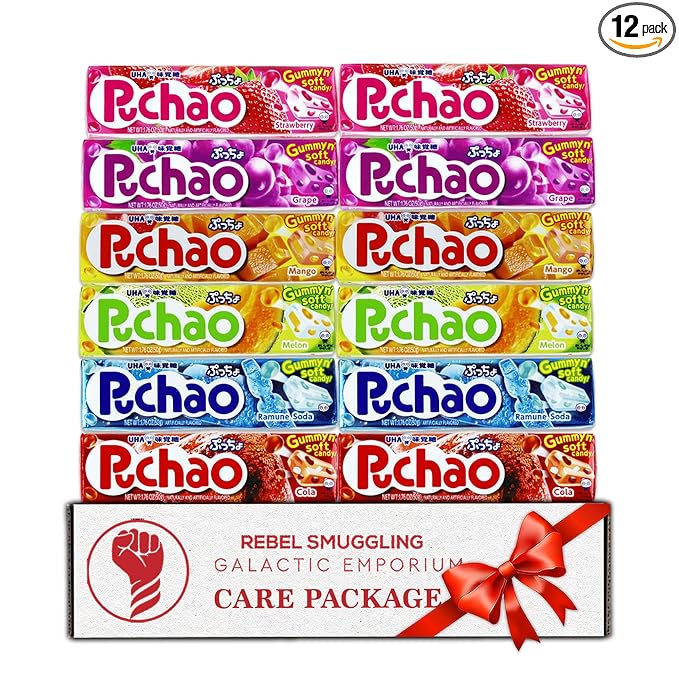 Japanese Gummy Candy Fruit Chews Variety 12 Pack- Cola, Soda, Grape, Strawberry, Melon, Mango