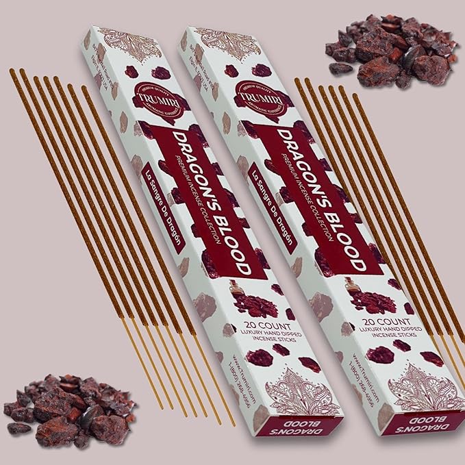 Dragons Blood Incense Sticks for Protection - Total 120 Insence-Sticks - 6 Packs of 20 Insense - Inciensos - Inscents - Natural Non Toxic Ingredients - Incents - Incence - Inscense - Insents