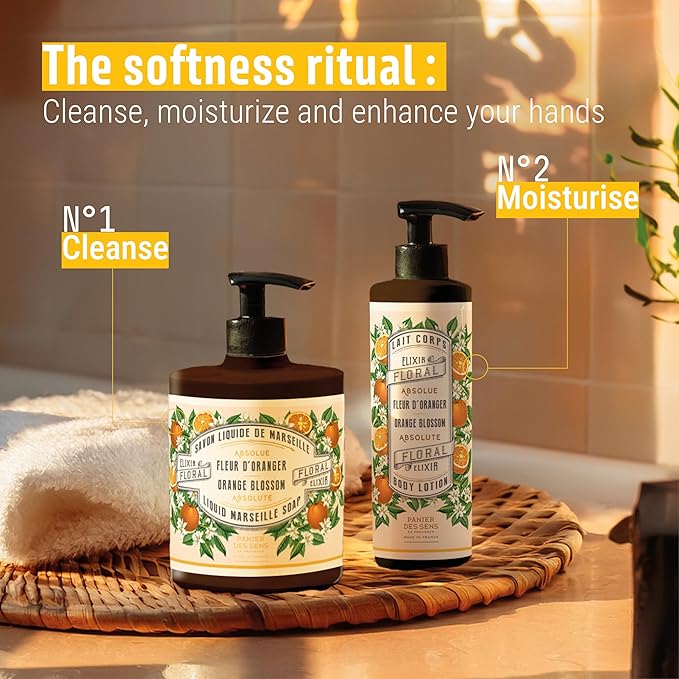 Panier des Sens –Orange Blossom Hand & Body Lotion for Dry Skin - Hydrating Body Cream for Women - Nourishing Fluid Body Moisturizer Shea Butter & Olive Oil 97% Natural Ingredients Body Care 8.45 Floz