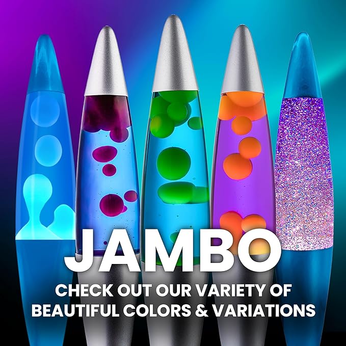 JAMBO 16" Beautiful Lamp- Purple with Yellow/Orange Wax, Relaxing Liquid Light, Night Light Nightlight, Home Decor Living Room Office Bedroom Lamp for Adults Teens Kids Magma Motion