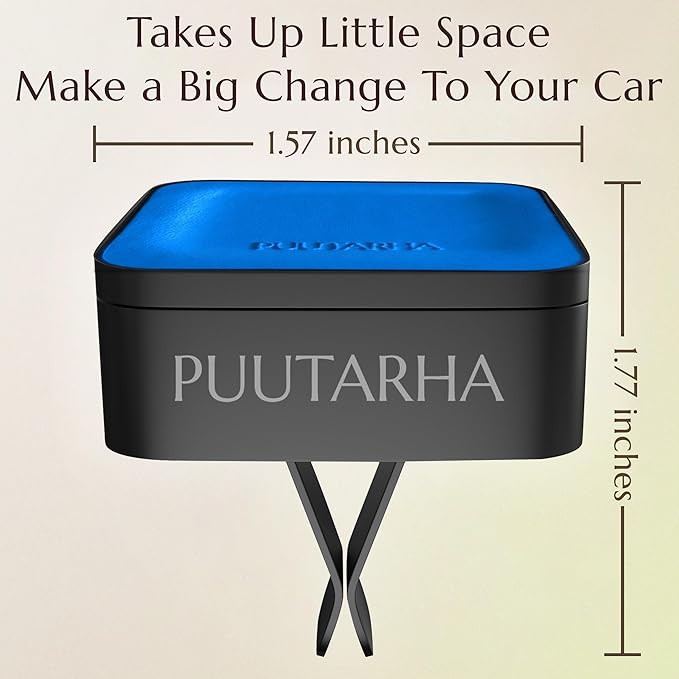 Premium Quality Car Air Freshener Leather and Metal Design Scent Vent Clip Diffuser,New Natural Fragrance Diffuser for Car with 3 Refill Scented Discs and Gift Box(Sky Blue)