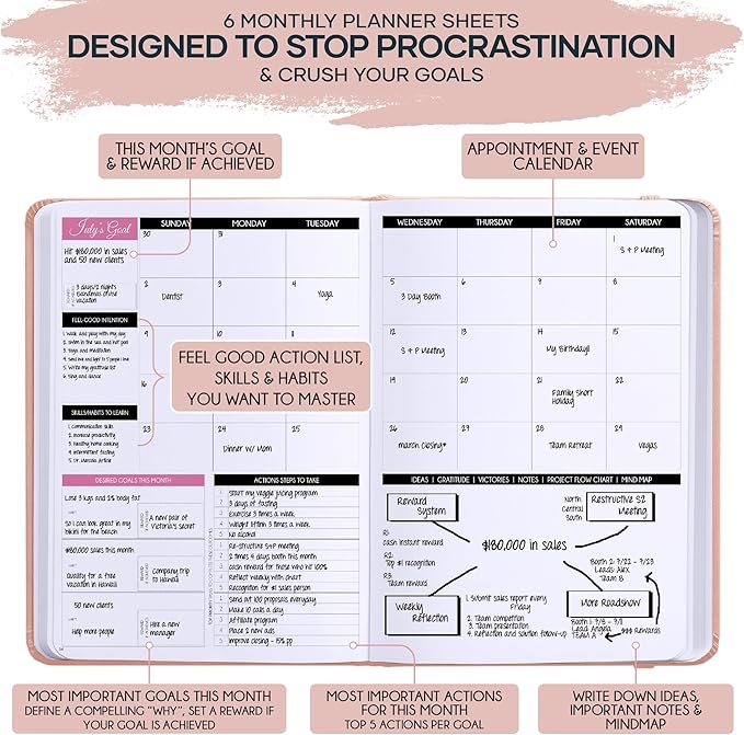 Self Care Journal & ADHD Planner for Adults - 5 Minute Journal, A 90 Days Planner, Creating Your Dream Life, Increase Productivity & Happiness, Vision Board, Guided & Gratitude Journal - Undated