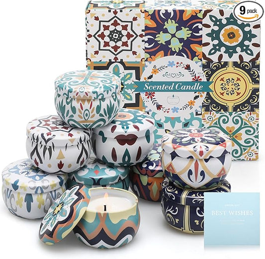 Scented Candles, 9 Packs 2.5oz Candle Set, Soy Candles for Home Scented, Aromatherapy Candle Gift Set for Stress Relief, Bathing, Ideal Gifts for Women Birthday, Valentines Day, Mothers Day