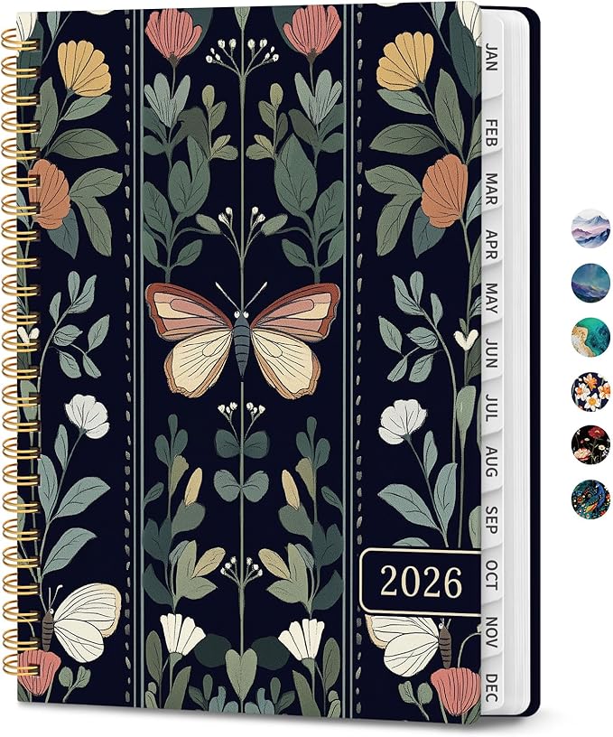 2026 Planner, Monthly and Weekly Calendar Planner for Women, January 2026 - December 2026, Hardcover Pretty 2026 Agenda Planner Book with Tabs, Spiral Bound, Perfect for School Office Home Supplies, 8.5" x 11" - Butterfly Tapestry