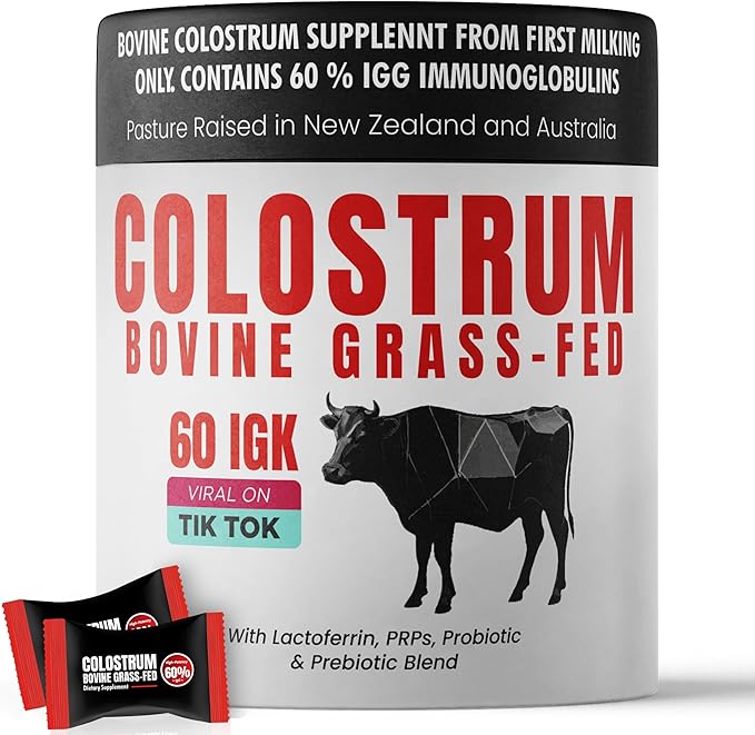 Colostrum Supplement | Bovine Grass Fed Colostrum with 60% IgG | with Lactoferrin PRPs Probiotics & Prebiotics | Gentle on Kids & Adults | GMO-Free | Tastes Delicious | 90 Gummies