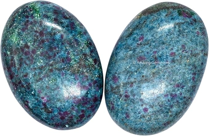 Amazing Gemstone Ruby in Kyanite Palm Stone - Massage Worry Stone for Natural Body Chakra Balancing, Reiki Healing and Crystal Grid