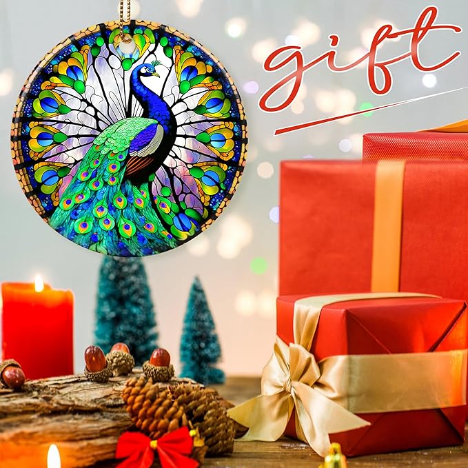 Colorful Ceramic Peacock Christmas Ornament, Peacock Ornaments for Christmas Tree, Holiday Decorations, Christmas Decor, Peacock Lovers, Peacock Gifts, Christmas Ornament Gift Ideas