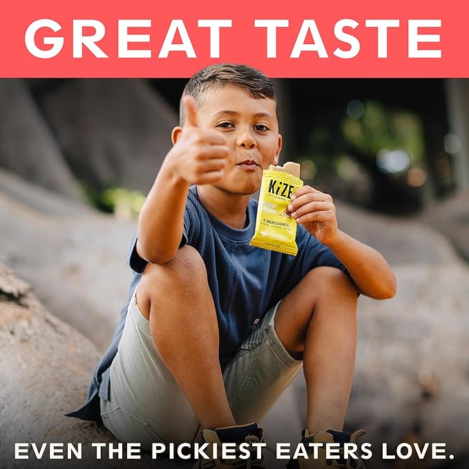 KiZE Energy Bars - Brownie Batter - 20-Count - Almond-Butter-Based, Gluten Free, Dairy Free, Non-GMO, and High Protein Meal Replacement Energy Bars, Clean and Simple Food Ingredients - 10g High Protein Snacks (20 Count)