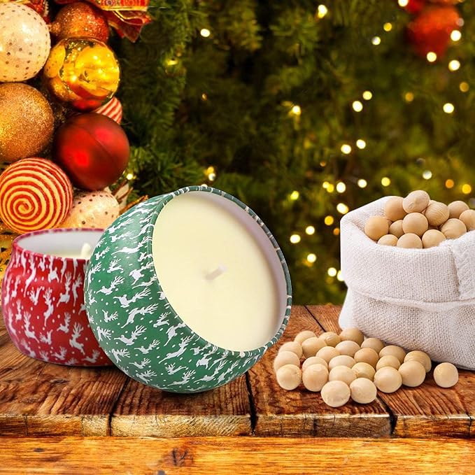 Christmas Candles Gifts for Women, 4 Pack Scented Candles Set,120 Hour Long Lasting Natural Soy Wax Aromatherapy Candle for Meditation, Yoga, Relaxation, SPA, Ideal Gifts for Women