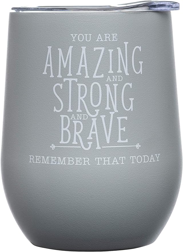 DIVERSEBEE Inspirational Thank You Gifts for Women, Best Friend, Mom, Wife, Girlfriend, Coworker, Nurse, Encouragement Birthday Wine Gifts - Insulated Wine Tumbler Cup with Lid (Glacier Gray)