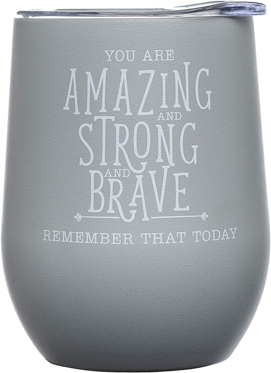 DIVERSEBEE Inspirational Thank You Gifts for Women, Best Friend, Mom, Wife, Girlfriend, Coworker, Nurse, Encouragement Birthday Wine Gifts - Insulated Wine Tumbler Cup with Lid (Glacier Gray)