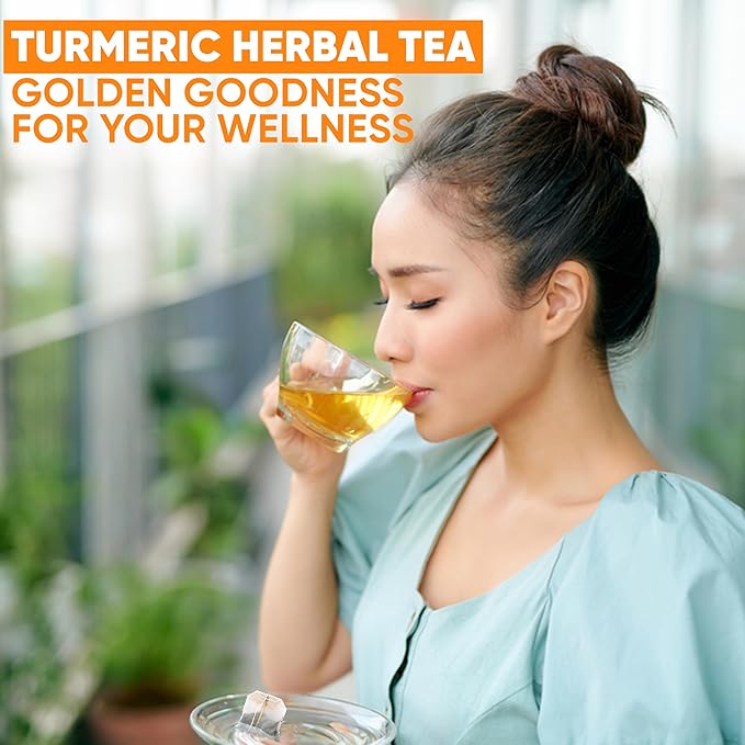HERBOGANIC Turmeric Herbal Tea - Digestion Support and Immune Boost | Refreshing and Delicious Blend | Natural Ingredients | 20 Tea Bags