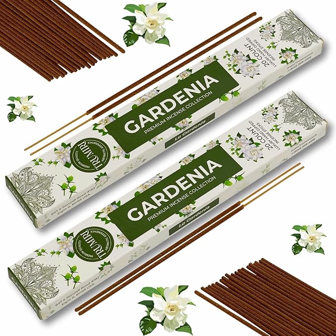 Gardenia Incense Sticks - Total 40 Insence-Sticks - Dual Pack of 20 Insense - Inciensos - Inscents - Natural Non Toxic Ingredients - Incents - Incence - Inscense - Insents