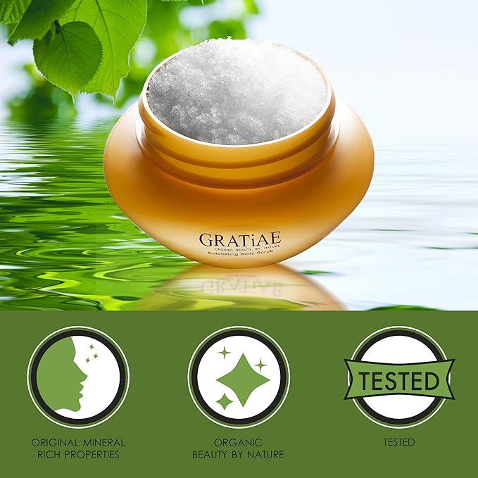 Gratiae Organics Exfoliating Body Scrub, Apple and Green Tea for All Skin Types 8.5 Fl oz