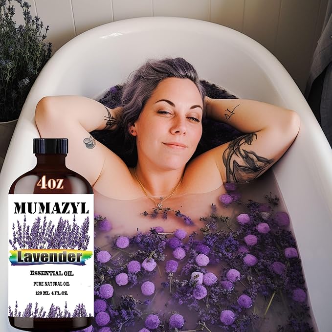 Lavender Essential Oil, Lavender Oil 4 Fl Oz 120ML for Diffuser Humidifier Yoga Cleaning DIY Candle Soap Making Essential Oils