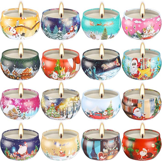 16PCS Scented Candles Christmas Gift Set, Natural Soy Wax 2.5oz Candles for Christmas Gift, 16 fragrances Flavor