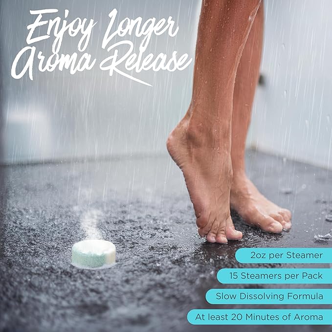 EvolutionUSA Inspire Breathe Shower Steamers, 15 Mint & Eucalyptus Shower Steamers for Women & Men, Refreshing Vapor Shower Tablets, Self Care Shower Bombs, Gift for Mother's Day, Easter, Birthday