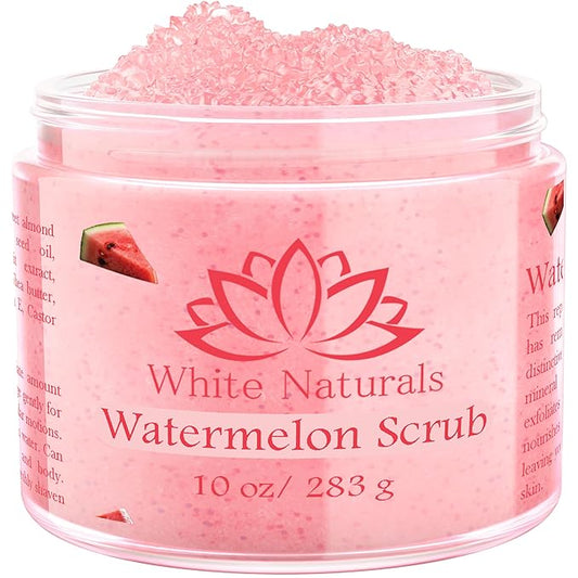 Organic Pink Watermelon Body Scrub, Pure Natural Gentle Exfoliator For Smooth & Soft Skin, Best Shower Exfoliating Salt Skincare Scrub, Hydrating & Moisturizing Face Foot Hands, Great Gift for Women