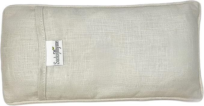 Sacksy Thyme Organic Linen Eye Pillow - Lavender & Flaxseed for Relaxation, Yoga, Stress Relief - Microwavable Heating Pad & Cool Compress - Made in USA - Gifts for Meditation