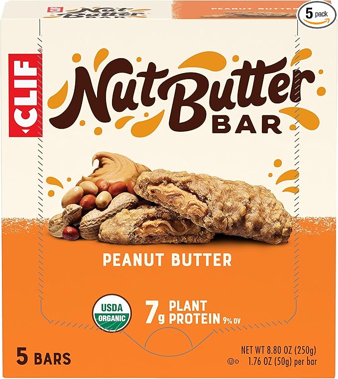 CLIF Nut Butter Bar - Peanut Butter - Filled Energy Bars - Non-GMO - USDA Organic - Plant-Based - Low Glycemic - 1.76 oz. (5 Pack)