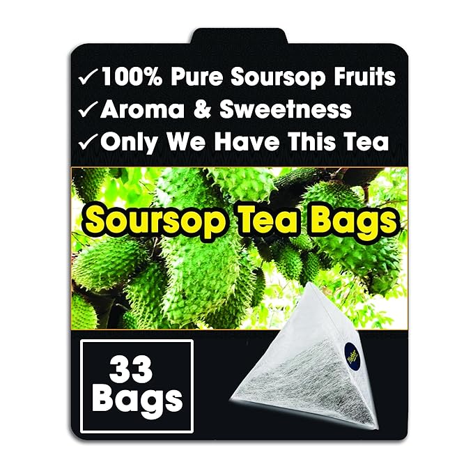 Soursop Tea Bags, Aroma & Sweetness - 100% Pure Soursop Fruits, 0% Dried Sour sop Leaves (Hojas De Guanabana, Graviola), Health Herbal Tea.