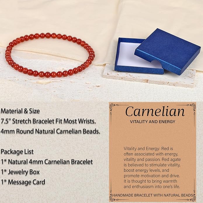 LPBeads Handmade Natural Gemstone Stretch Elastic Bracelet Healing Crystal Round Stone Beads Jewelry Gifts for Women Men