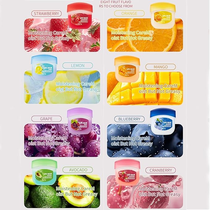 8Pcs Fruit Flavored Lip Care Set, Admd Lip Balm Set, 4-In-1 Mini Lip Balms Can Be Used Glosses, Moisturizing and Repairing Lip Mask, for Dry Peeling & Reducing Lip Lines (2Set)