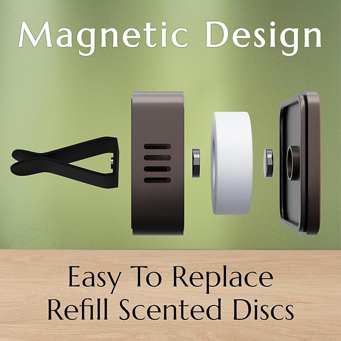 Premium Quality Car Air Freshener Leather and Metal Design Scent Vent Clip Diffuser,New Natural Fragrance Diffuser for Car with 3 Refill Scented Discs and Gift Box(Dark Green)