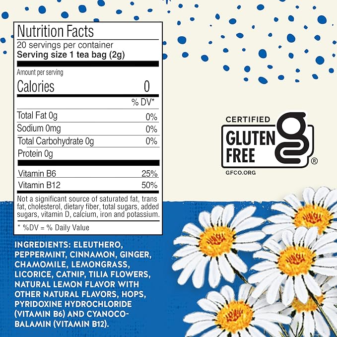 Celestial Seasonings Tension Tamer Herbal Tea, Caffeine Free, 20 Tea Bags Box (Pack of 6)